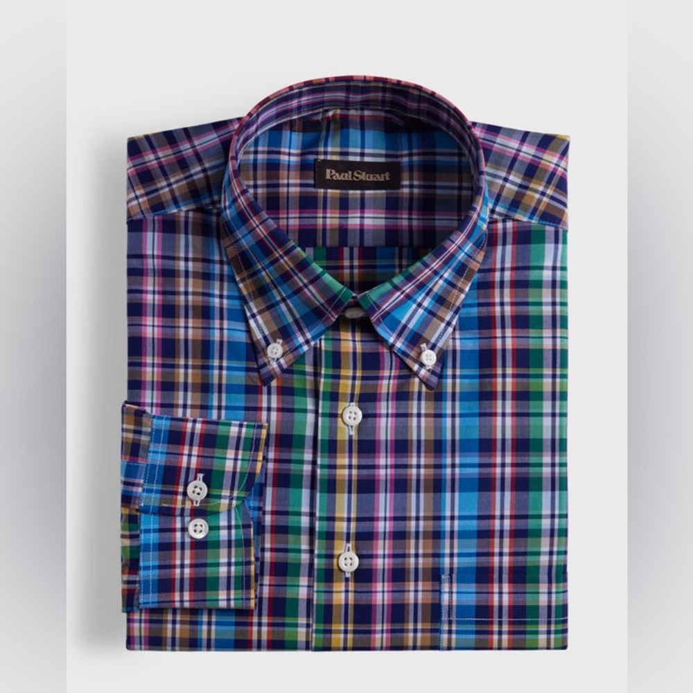 Paul Stuart Cotton Plaid Sport Shirt